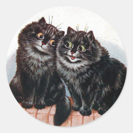 Adesivo Redondo Dois gatos pretos pintados por Louis Wain