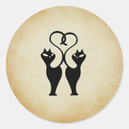 Adesivo Redondo Dois Gatos Silhouette