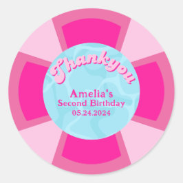 Adesivo Redondo Dois legal aniversários de verão de piscina tropic