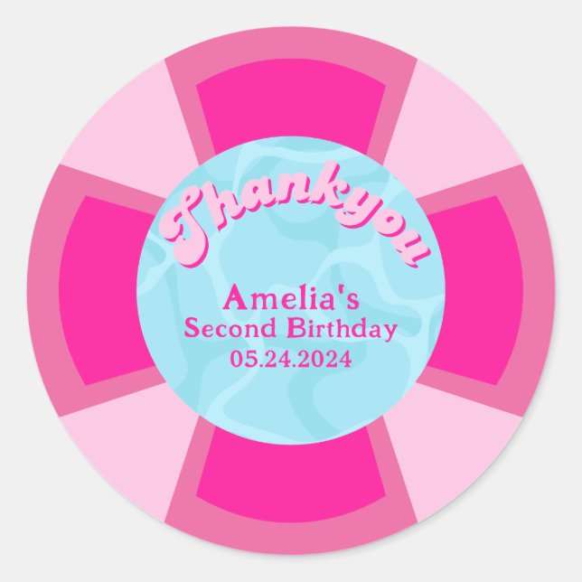 Adesivo Redondo Dois legal aniversários de verão de piscina tropic (Frente)