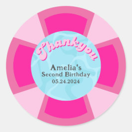 Adesivo Redondo Dois legal aniversários de verão de piscina tropic