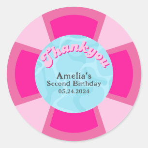 Adesivo Redondo Dois legal aniversários de verão de piscina tropic