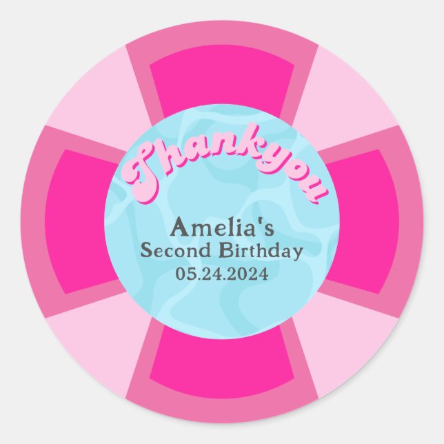 Adesivo Redondo Dois legal aniversários de verão de piscina tropic (Frente)