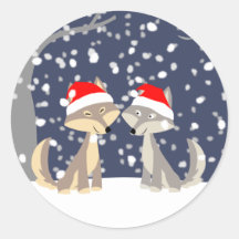Dois lobos no palito de Natal de inverno