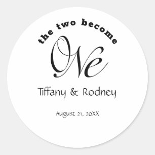 Adesivo Redondo Dois Minimalistas Tornam-se Um Casamento De Noiva 