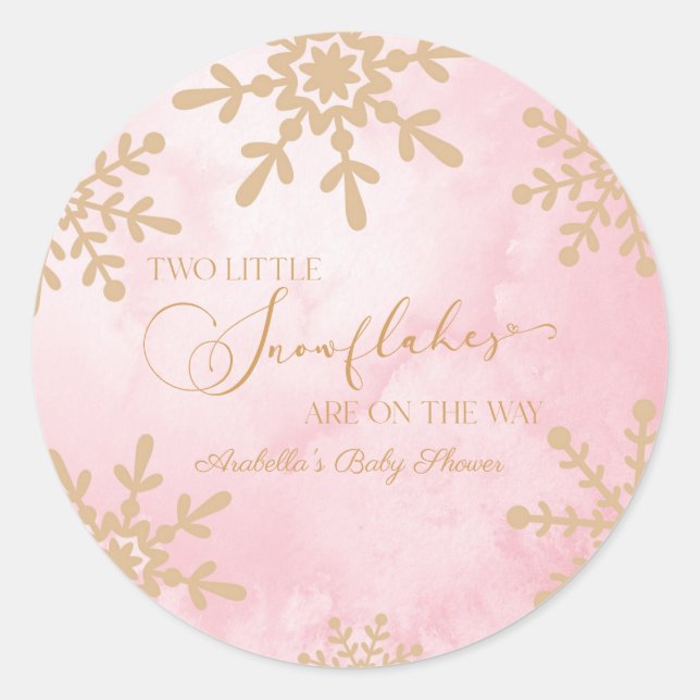 Adesivo Redondo Dois pequenos flocos de neve Chá de fraldas dos Gê (Frente)