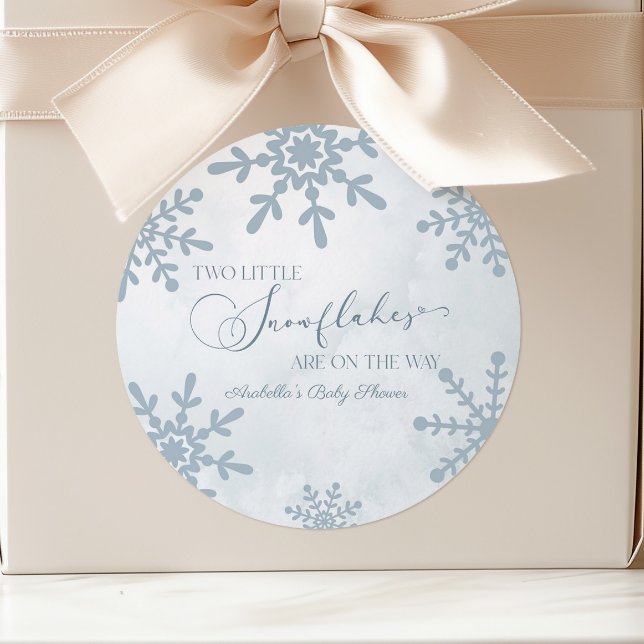 Adesivo Redondo Dois pequenos flocos de neve Chá de fraldas dos Gê (Criador carregado)