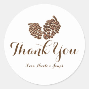 Adesivo Redondo Dois Pine Rustic Cones Country Weding Favor