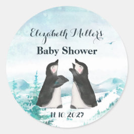 Adesivo Redondo Dois Pinguins Cortes