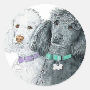 Adesivo Redondo Dois Poodles Stickers