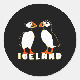 Adesivo Redondo Dois Puffins Da Islândia