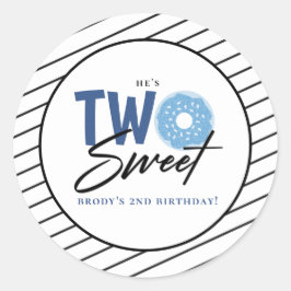 Adesivo Redondo Dois segundos aniversários de rosca azul doce