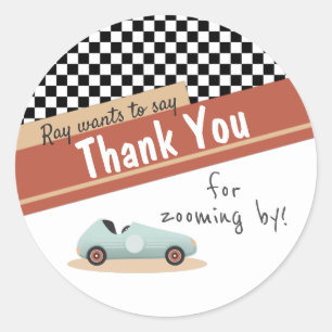 Adesivo Redondo Dois Tema de Carro Rápido Amarelo Vermelho Único P