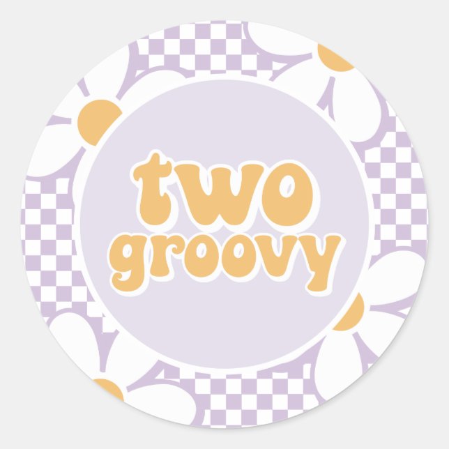 Adesivo Redondo Dois Verificador de Margarida Roxo de Groovy (Frente)