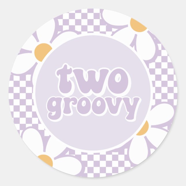 Adesivo Redondo Dois Verificador de Margarida Roxo de Groovy (Frente)