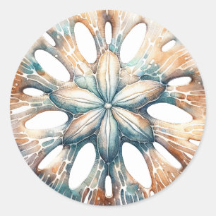 Adesivo Redondo Dólar de Areia Oceano Splash Água Marinha Casament