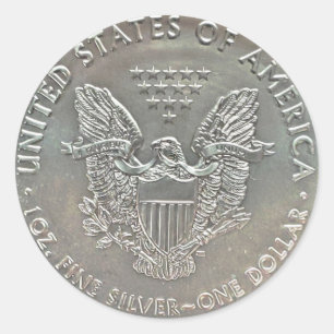 Adesivo Redondo Dólar de Prata Americano