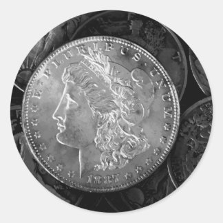 Adesivo Redondo Dólar de Prata da Liberdade 1887