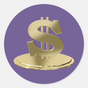 Adesivo Redondo dólar ouro