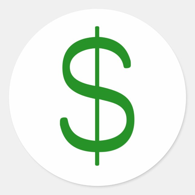 Adesivo Redondo Dólar - Sinal$ Verde Amarelo Rosa (Frente)