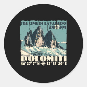Adesivo Redondo Dolomitas Itália Tre Cime Di Lavaredo Drei Zinnen