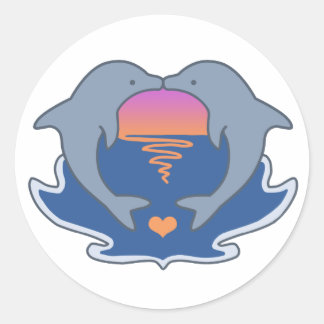 Adesivo Redondo Dolphin Love Sticker