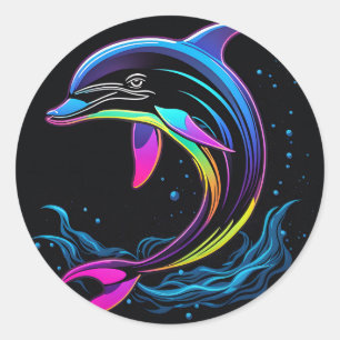 Adesivo Redondo Dolphin Neon vibrante