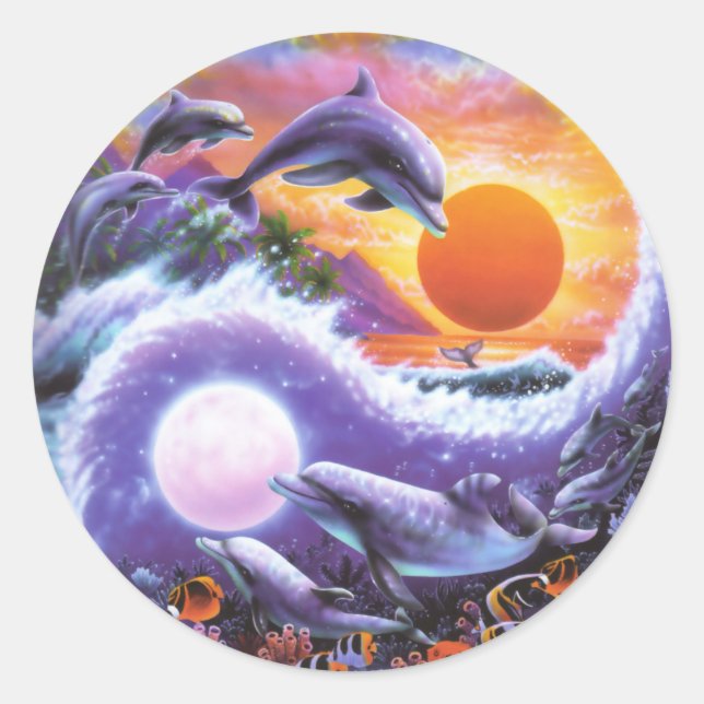 Adesivo Redondo Dolphins Sticker (Frente)