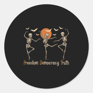 Adesivo Redondo Dom Democracy Truth Skeleton Dancing Halloween