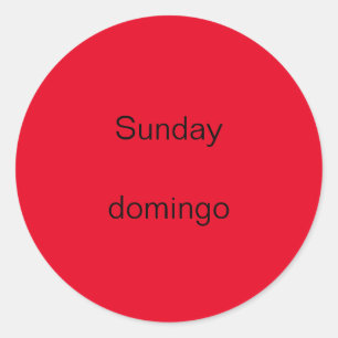 Adesivo Redondo Domingo Inglês para Espanhóis