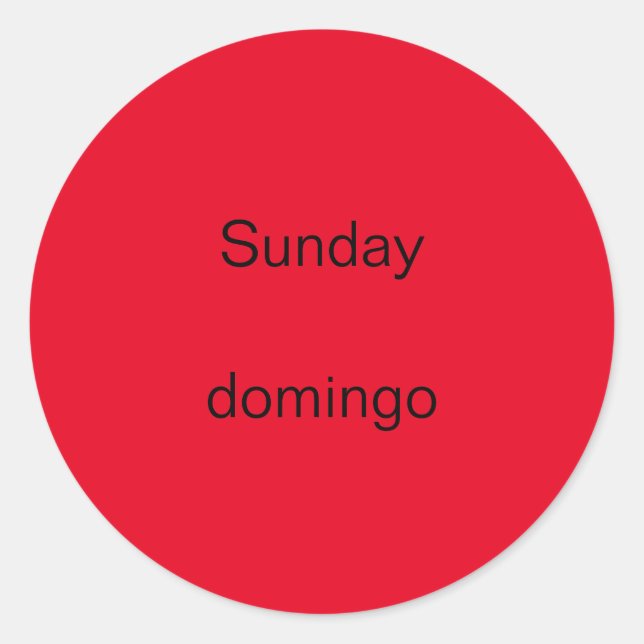 Adesivo Redondo Domingo Visão Inglês para os Stickers Espanhóis (Frente)