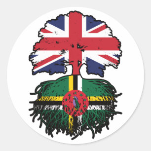 Adesivo Redondo Dominica British Tree Roots Flag