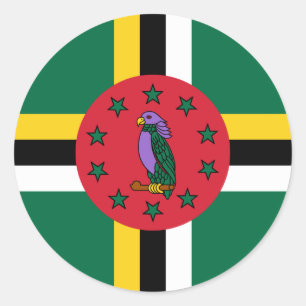 Adesivo Redondo Dominica Flag
