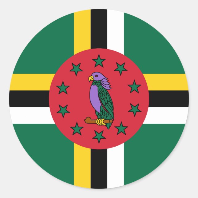 Adesivo Redondo Dominica Flag (Frente)