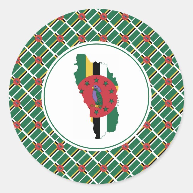 Adesivo Redondo DOMINICA FLAG Mapa Dominicano Na moda Patriótico (Frente)