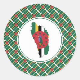 Adesivo Redondo DOMINICA FLAG Mapa Dominicano Na moda Patriótico