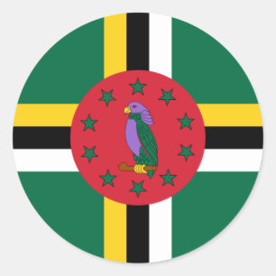 Adesivo Redondo Dominica Flag Sticker