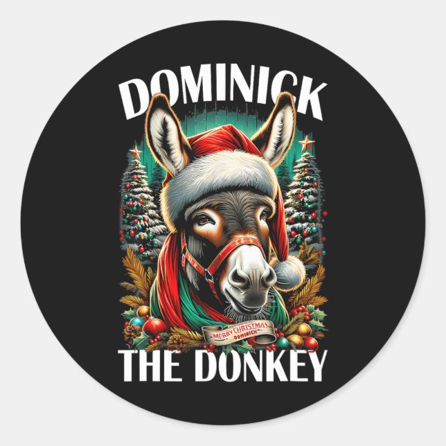 Adesivo Redondo Dominick The Donkey Engraçado Cristo Italiano De N (Frente)