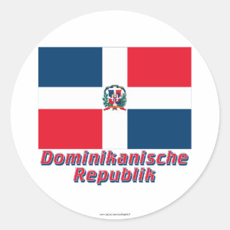 Adesivo Redondo Dominikanische Republik Flagge mit Namen
