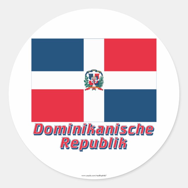 Adesivo Redondo Dominikanische Republik Flagge mit Namen (Frente)