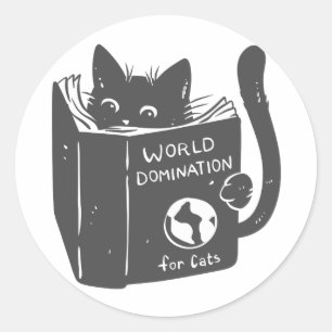 Adesivo Redondo Domínio do mundo do gato para gatos - Escolher co