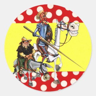 Adesivo Redondo DON QUIJOTE & SANCHO & Flamenco Flag