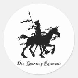 Adesivo Redondo Don Quixote y Rocinante