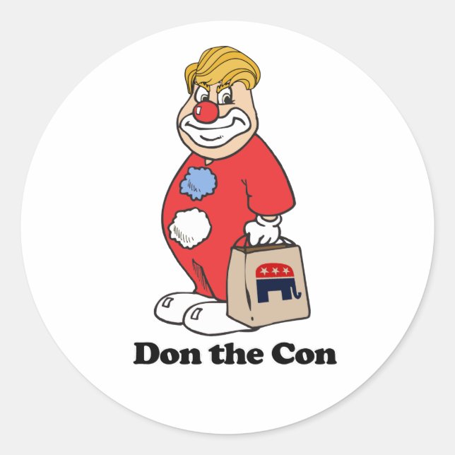 Adesivo Redondo Don the con — Anti-Trump Design - - Política -.p (Frente)