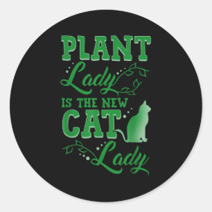 Adesivo Redondo Dona das Plantas é a Nova Dona de Gatos Engraçado 