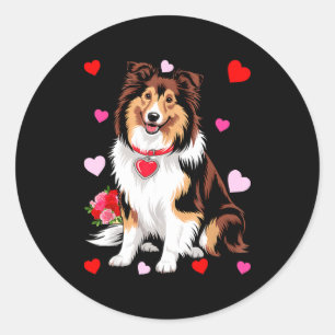 Adesivo Redondo Dona Mãe Pai Amante de Cão Sheltie Dia dos Namorad