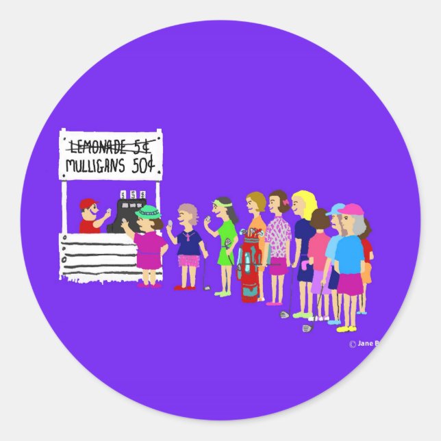 Adesivo Redondo Dona Mulligan Golf Cartoon Stickers (Frente)