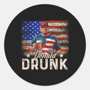 Adesivo Redondo Donald Bebado Trump Beer Cerveja 4 De Julho Americ