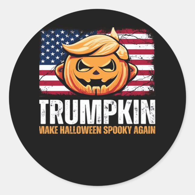 Adesivo Redondo Donald Halloween - Trumpkin Torna o Halloween Louc (Frente)