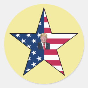 Adesivo Redondo Donald J. Trump~Presidente ~EUA Flag ~Star ~ MAGA 